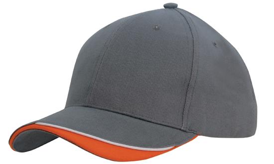6 Panel HBC Cap with Peak Indent & Sandwich - Ch/Wh/Or