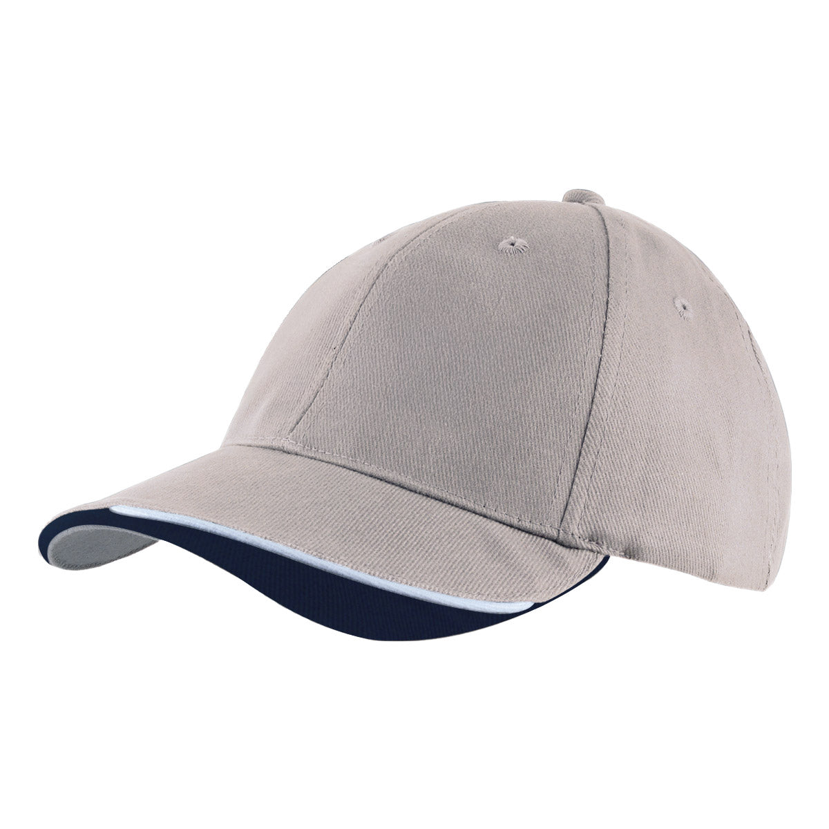 6 Panel HBC Cap with Peak Indent & Sandwich - St/Wh/Na