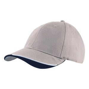 6 Panel HBC Cap with Peak Indent & Sandwich - St/Wh/Na