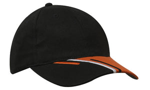 6 Panel Brushed Cotton Cap 3 Colour Peak