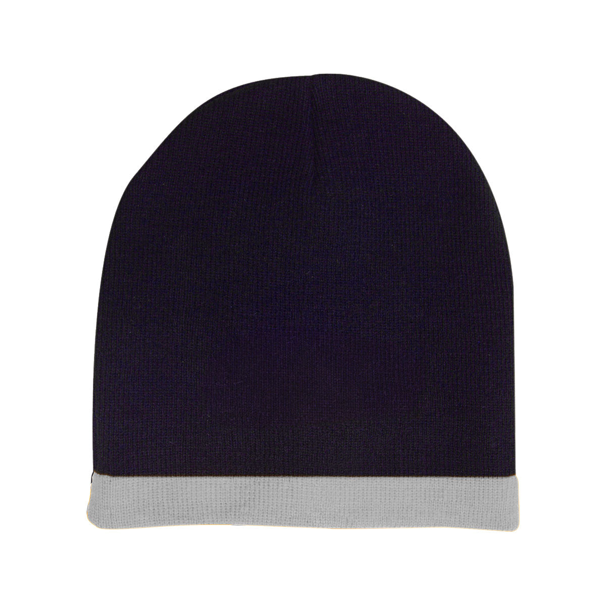Acrylic 2 Tone Rolled Down Beanie - Navy With White