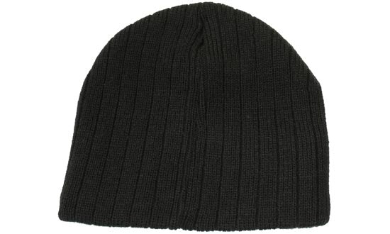 Acrylic Cable Knit Beanie - Black