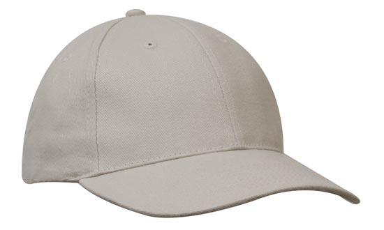 6 Panel Premium Brushed Cotton Cap - Stone