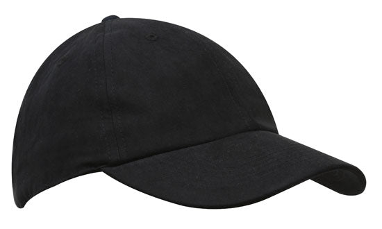 6 Panel Semi-Structured Tactel Cap - Black