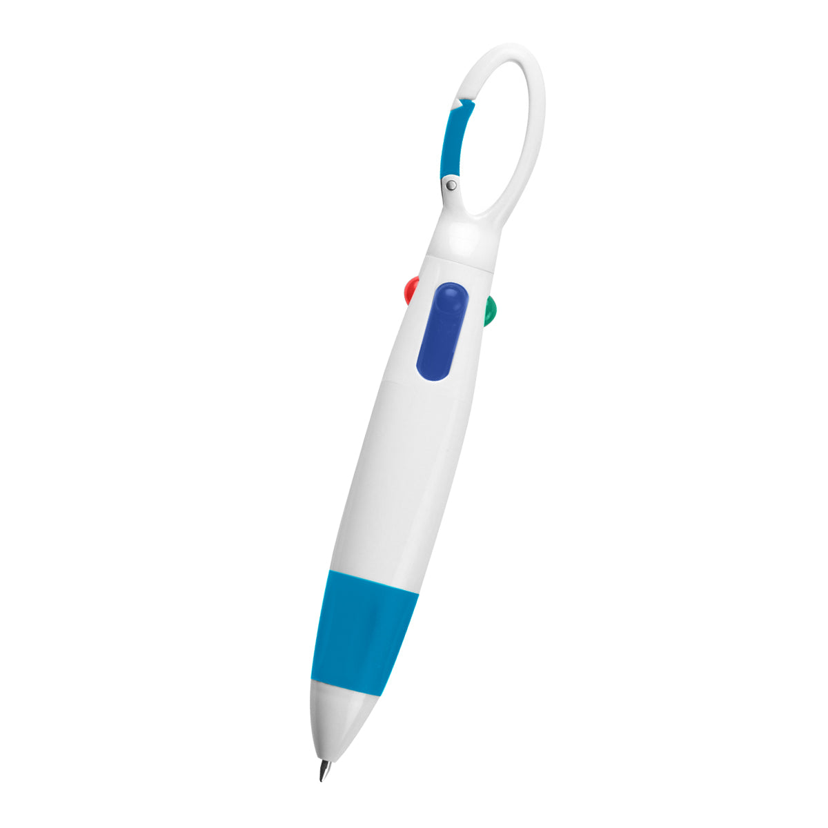 Quatro Carabiner Pen - White With Blue
