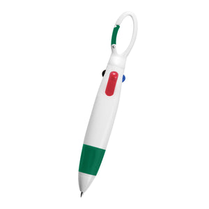 Quatro Carabiner Pen - White With Green