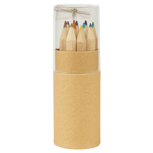 12-Piece Colored Pencil Set In Tube With Sharpener - Natural With Clear