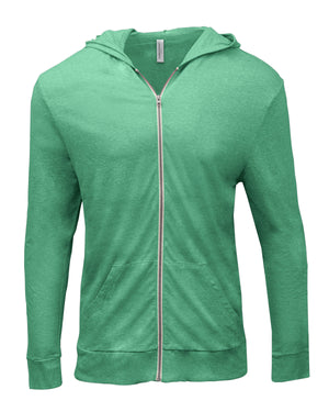 Unisex Triblend Full-Zip Light Hoodie - Green Triblend
