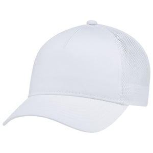Constructed Full-Fit-Five Mesh Back Cap with Ponytail opening - White