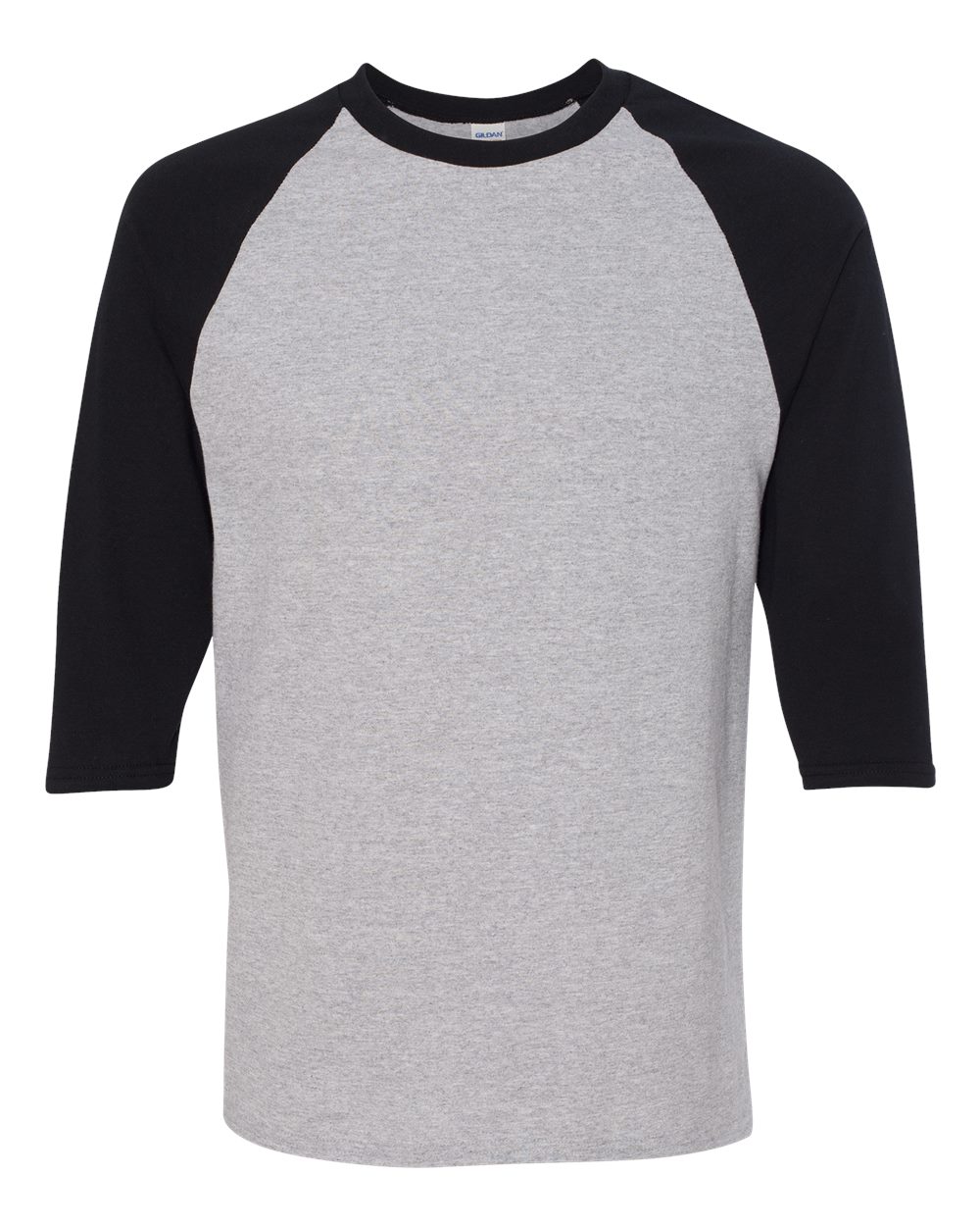 Gildan Adult Heavy Cotton™ Three-Quarter Raglan Sleeve T-Shirt - Sport Grey/ Black