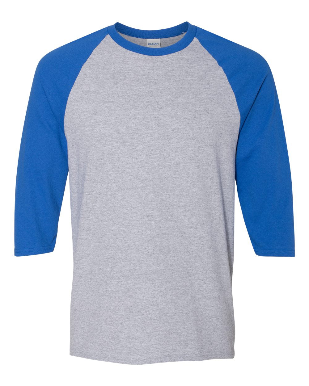 Gildan Adult Heavy Cotton™ Three-Quarter Raglan Sleeve T-Shirt - Sport Grey/ Royal