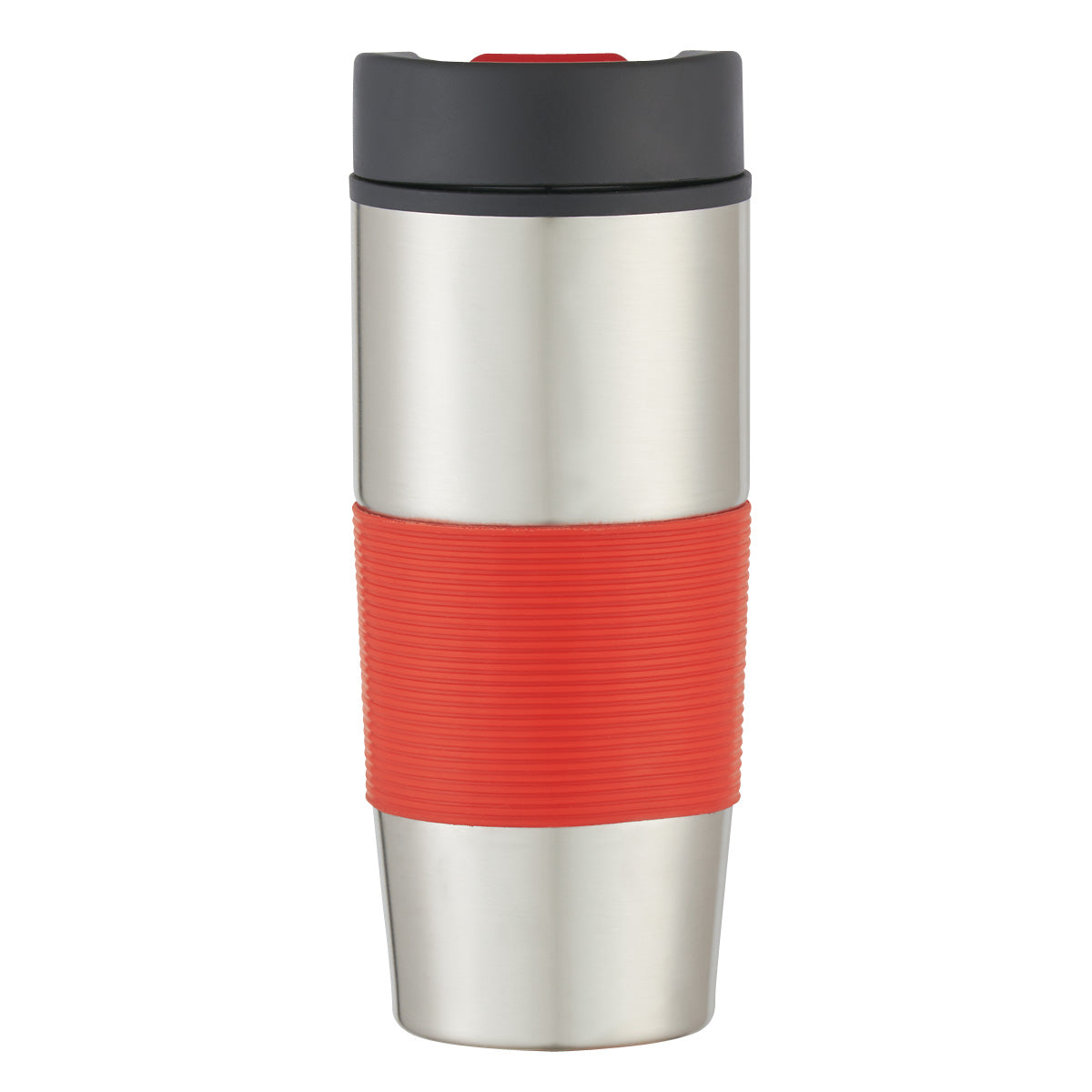 18 Oz. Stainless Steel Gripper Bottle - Silver With Red