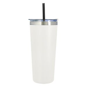 24 Oz. Colma Basics Tumbler - White/Black Straw