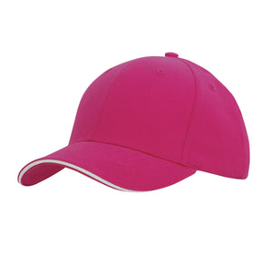 6 Panel Brush Heavy Cotton Sandwich Peak Cap - Custom Embroidered - HP4210 -