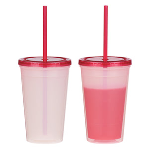16 Oz. Econo Color Changing Tumbler - Translucent Red