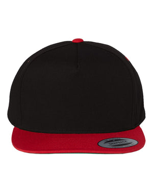 YP Classics Five-Panel Cotton Twill Snapback Cap - 6007 - Black/ Red