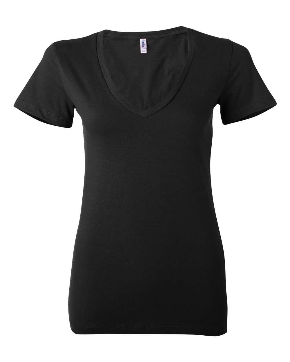 BELLA + CANVAS Ladies' Jersey Short-Sleeve Deep V-Neck T-Shirt - Black