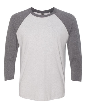 Next Level Unisex Triblend Three-Quarter Sleeve Raglan - Premium Heather Sleeves/ Heather White Body