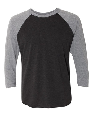 Next Level Unisex Triblend Three-Quarter Sleeve Raglan - Premium Heather Sleeves/ Vintage Black Body