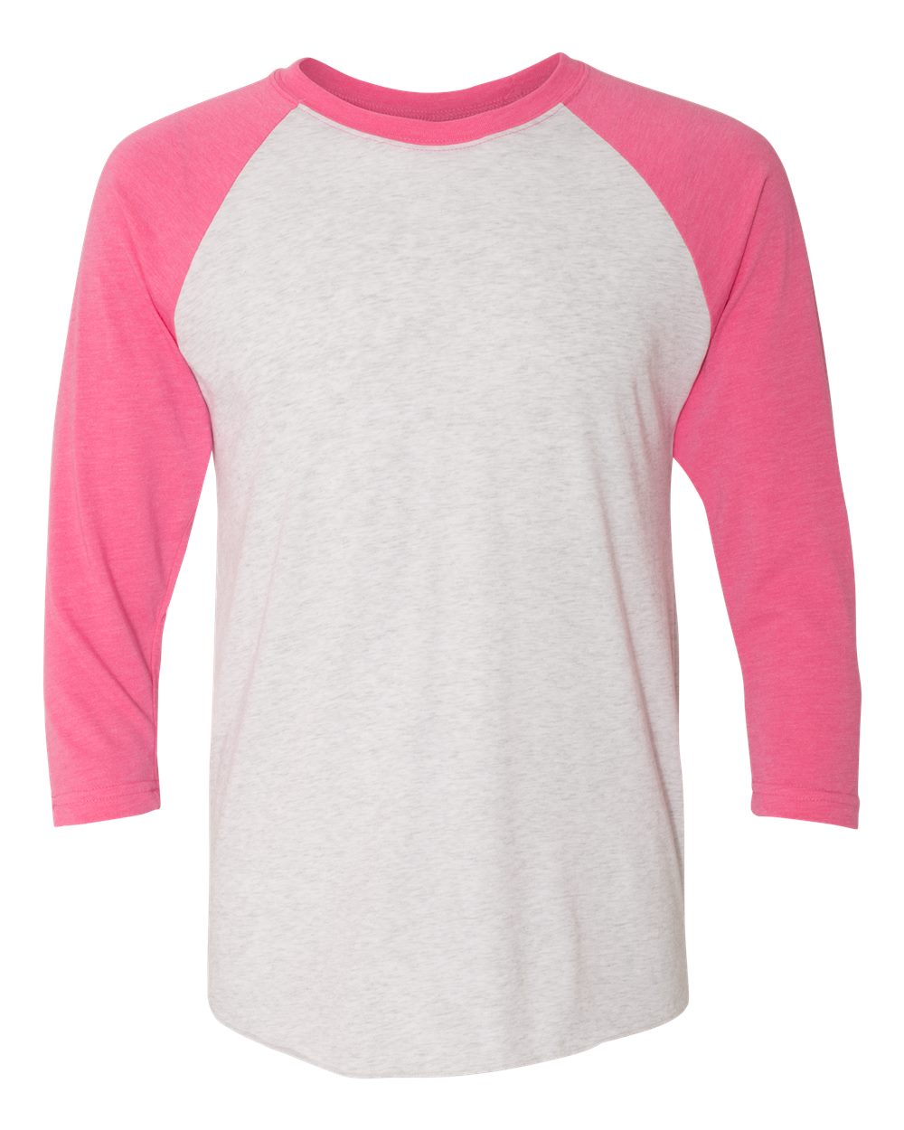 Next Level Unisex Triblend Three-Quarter Sleeve Raglan - Vintage Pink Sleeves/ Heather White Body