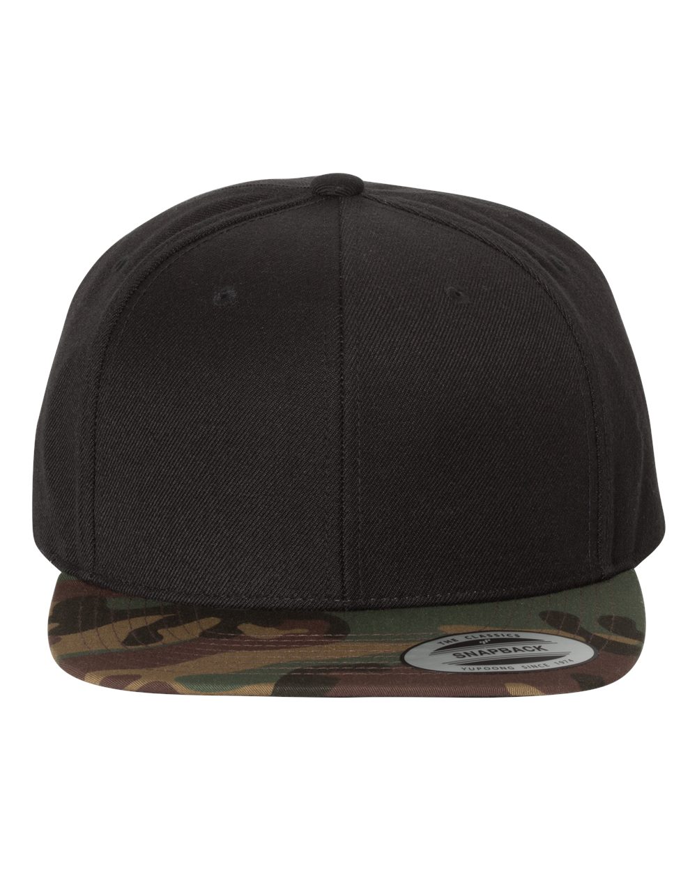 YP Classics Adult Structured Flat Visor Classic Snapback Cap - Black/ Camo