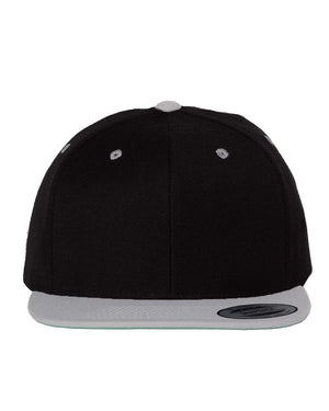 YP Classics Adult Structured Flat Visor Classic Snapback Cap - Black/ Silver
