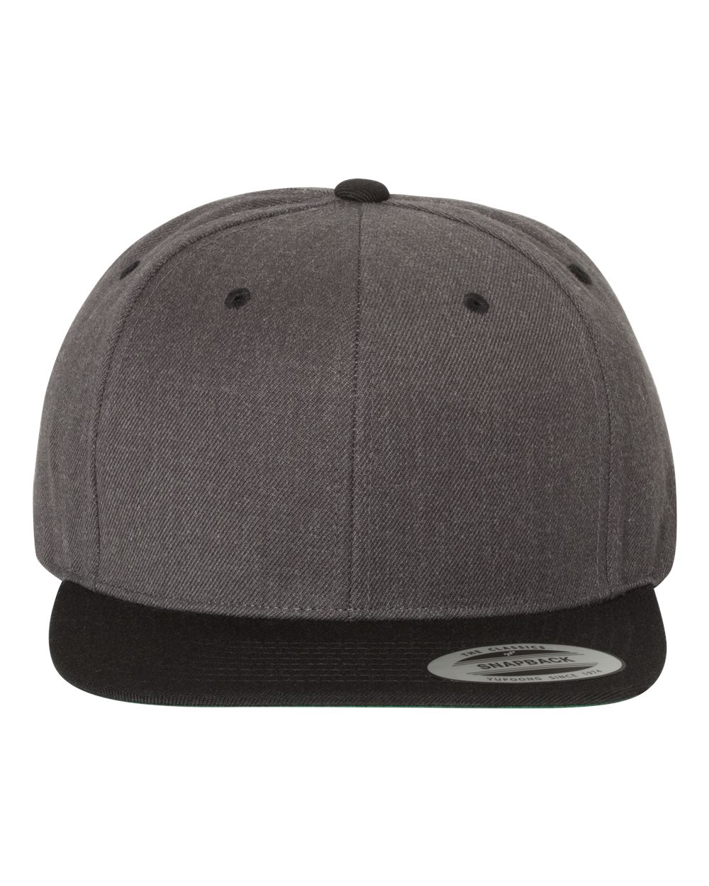 YP Classics Adult Structured Flat Visor Classic Snapback Cap - Dark Heather/ Black