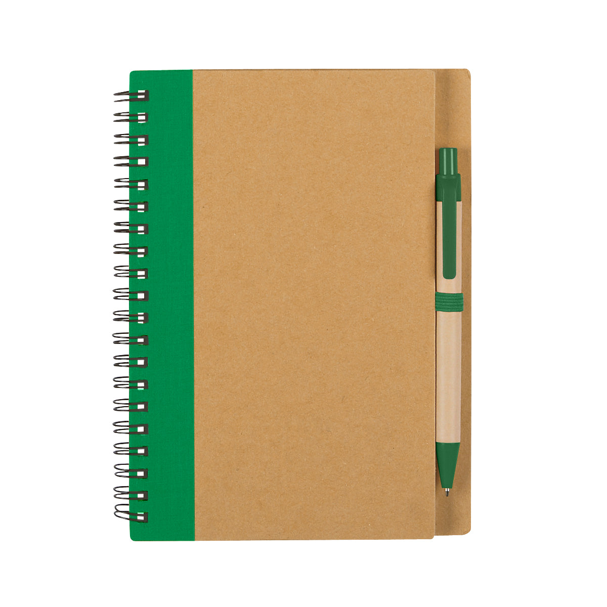 Eco-Inspired Spiral Notebook & Pen - Fsc Natural With Lime