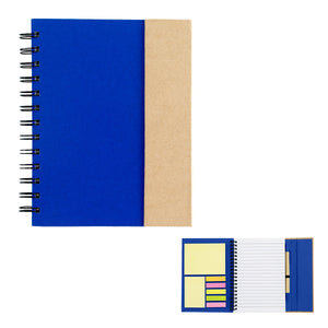 Spiral Notebook With Sticky Notes And Flags - Fsc Natural Blue