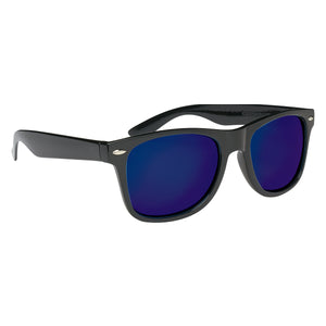 Mirrored Malibu Sunglasses - Black With Blue