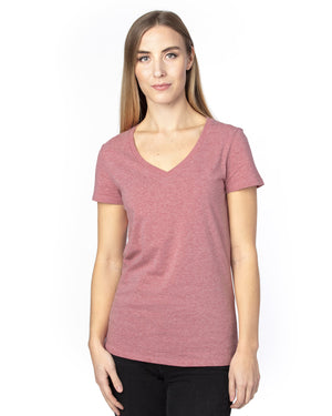 Ladies' Ultimate CVC V-Neck T-Shirt - Maroon Heather