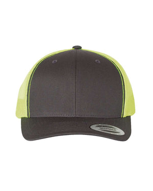 YP Classics Adult Retro Trucker Cap - Charcoal/ Neon Green