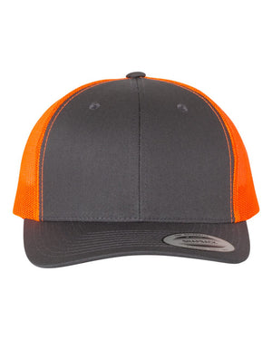 YP Classics Adult Retro Trucker Cap - Charcoal/ Neon Orange