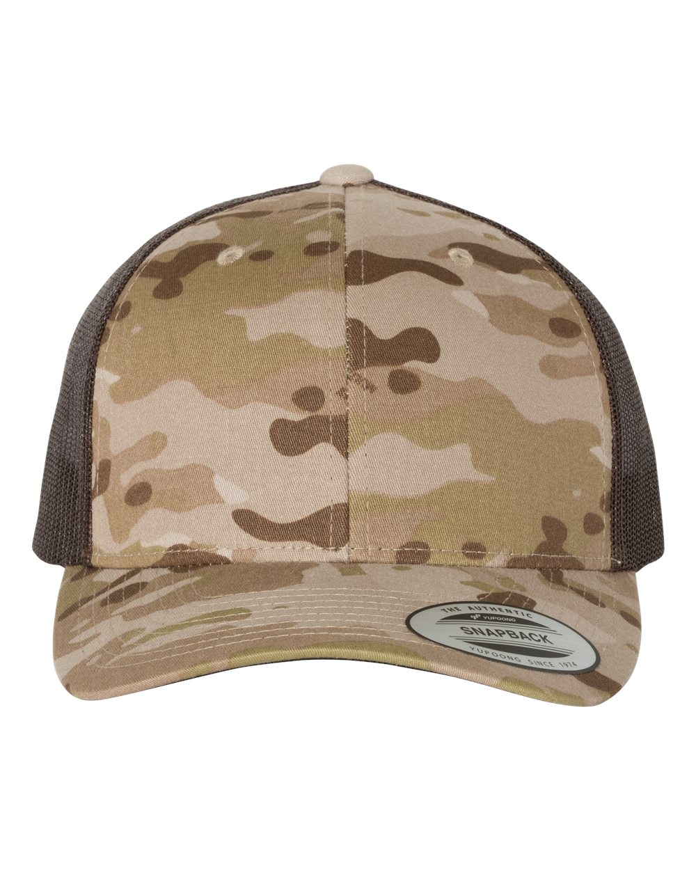 YP Classics Adult Retro Trucker Cap - Multicam Arid/ Brown