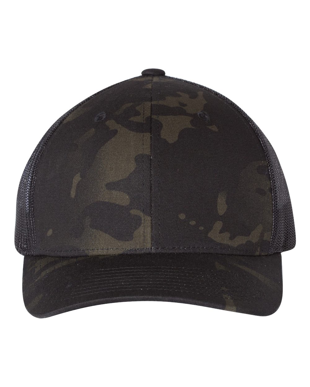 YP Classics Adult Retro Trucker Cap - Multicam Black/ Black