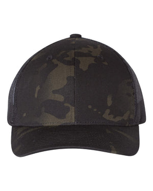 YP Classics Adult Retro Trucker Cap - Multicam Black/ Black