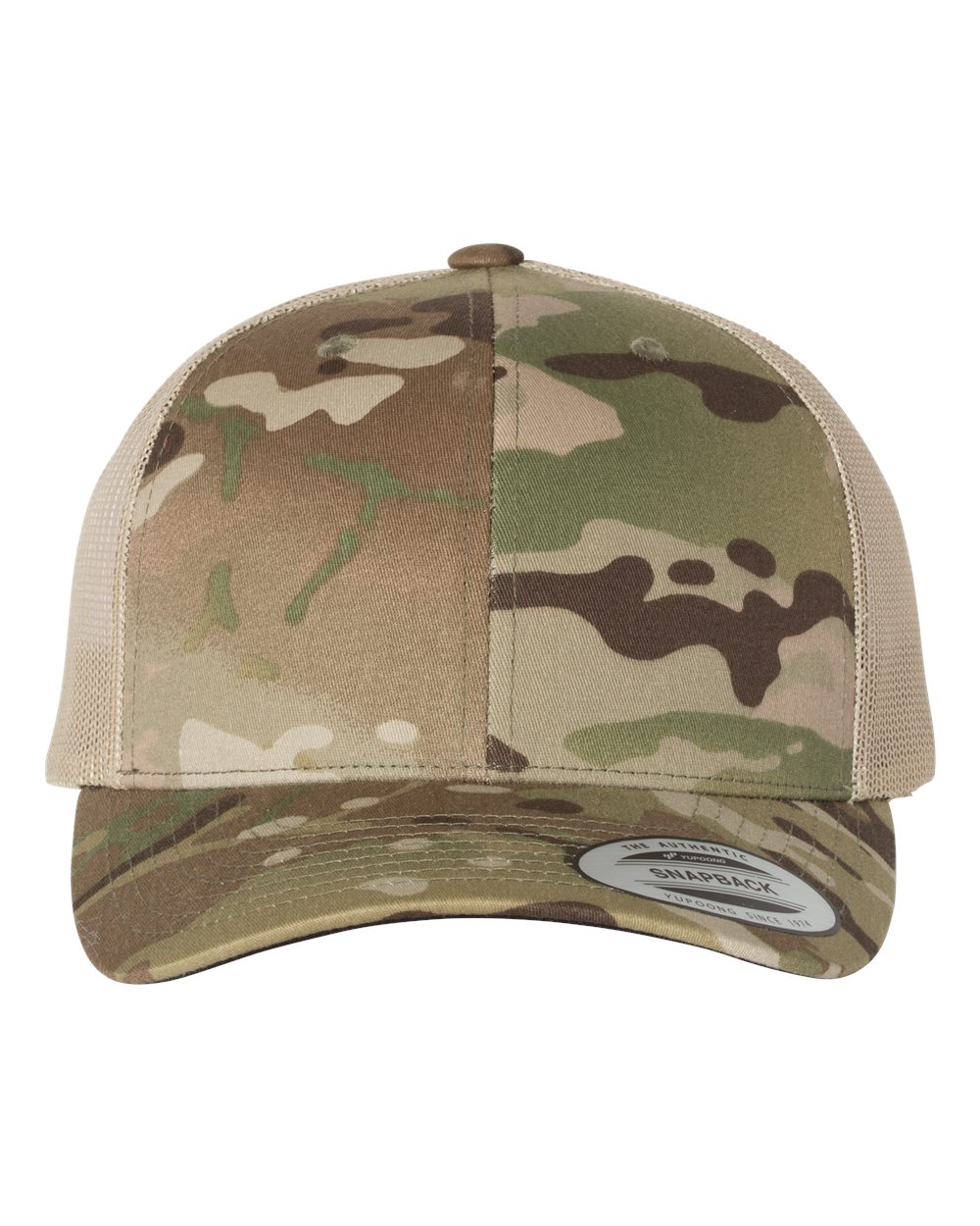 YP Classics Adult Retro Trucker Cap - Multicam Green/ Khaki