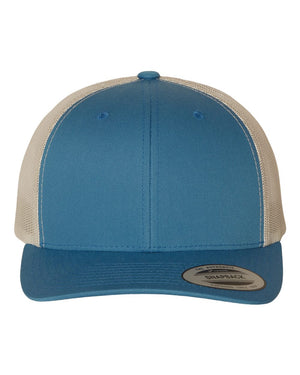 YP Classics Adult Retro Trucker Cap - Steel Blue/ Silver