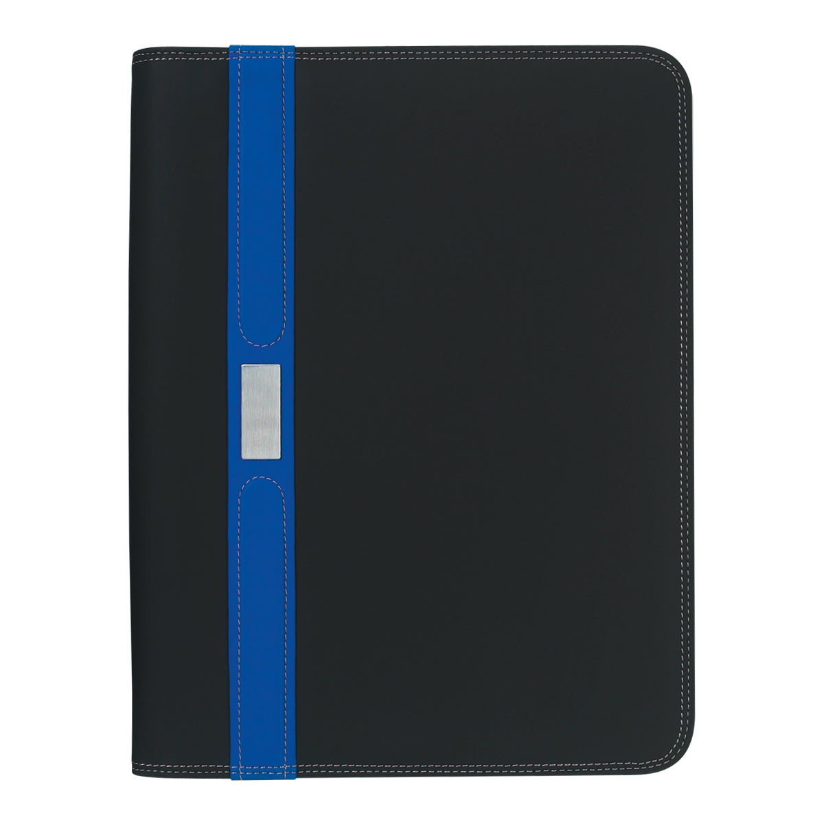 Contemporary Zippered Portfolio - Black With Royal