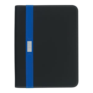 Contemporary Zippered Portfolio - Black With Royal