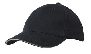 6 Panel Brush Heavy Cotton Sandwich Peak Cap - Custom Embroidered - HP4210 -