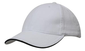 6 Panel Brush Heavy Cotton Sandwich Peak Cap - Custom Embroidered - HP4210 -