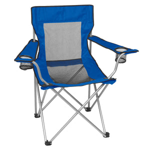 Mesh Folding Chair With Carrying Bag - Royal Blue With Black