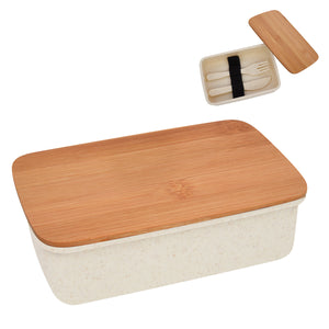 Wheat Lunch Set With Bamboo Lid - Natural