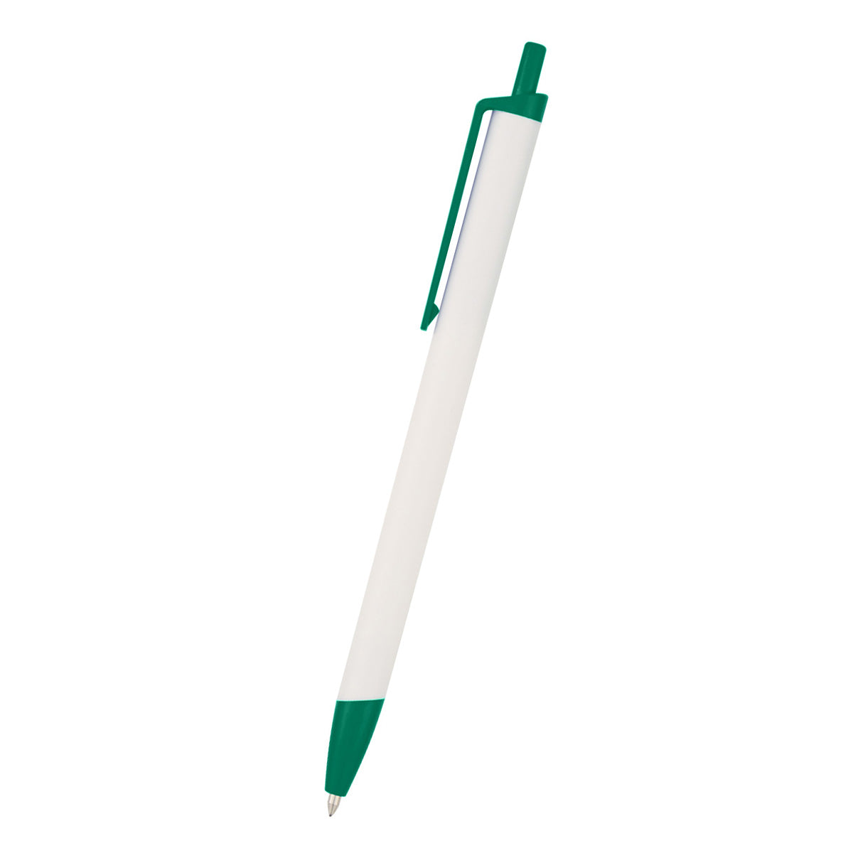 Slim Click Pen - White With Green