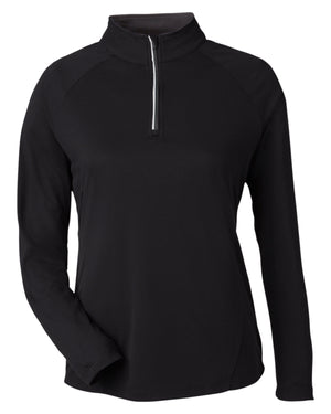 Ladies' Origin Performance Pique Quarter-Zip - Black/Carbon