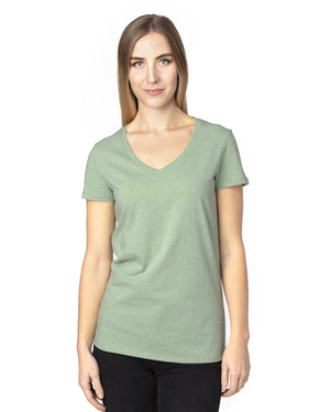 Ladies' Ultimate CVC V-Neck T-Shirt - Army Heather