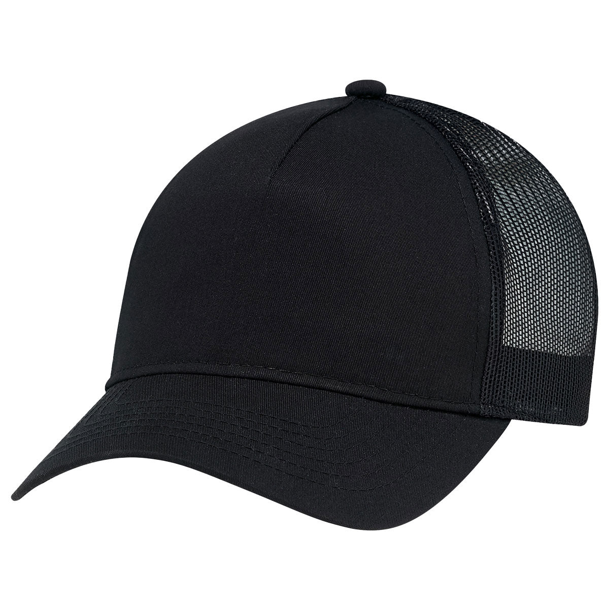 Constructed Full-Fit-Five Mesh Back Cap with Ponytail opening - Black