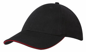 6 Panel Brush Heavy Cotton Sandwich Peak Cap - Custom Embroidered - HP4210 -