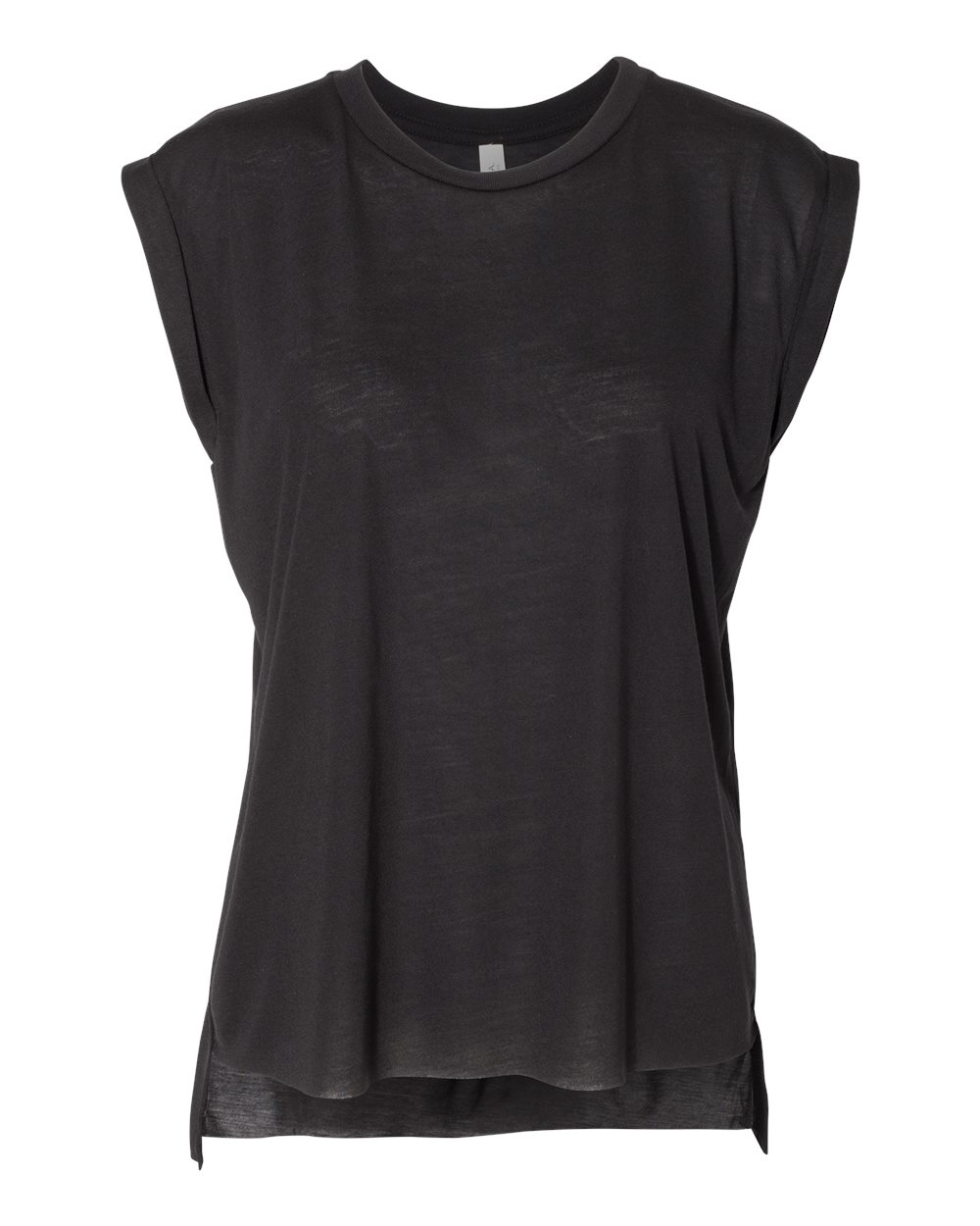 BELLA + CANVAS Ladies' Flowy Muscle T-Shirt with Rolled Cuff - Black